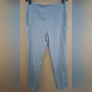 Light Blue Athletic Leggings Side Pockets Cropped M San Francisco City Lights